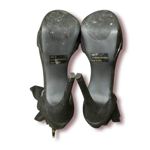 Qupid Peep Toe Ankle Strap Bow Tie Stiletto High Heels - Size 7 - Picture 7 of 9